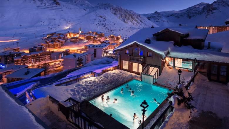 Hotel Village Montana: 4 * hotel met zwembad en wellness aan de piste in Tignes